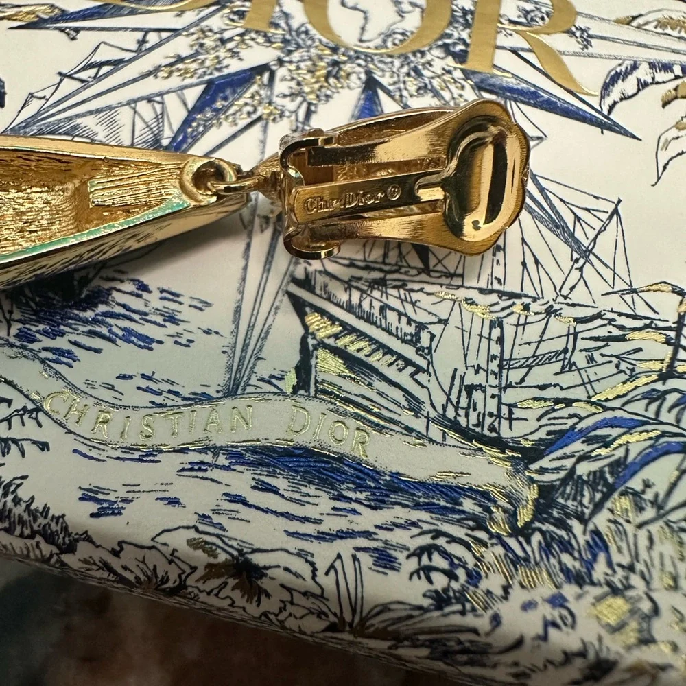 Dior Gold and Black Drop Earrings - Picture 4 of 5